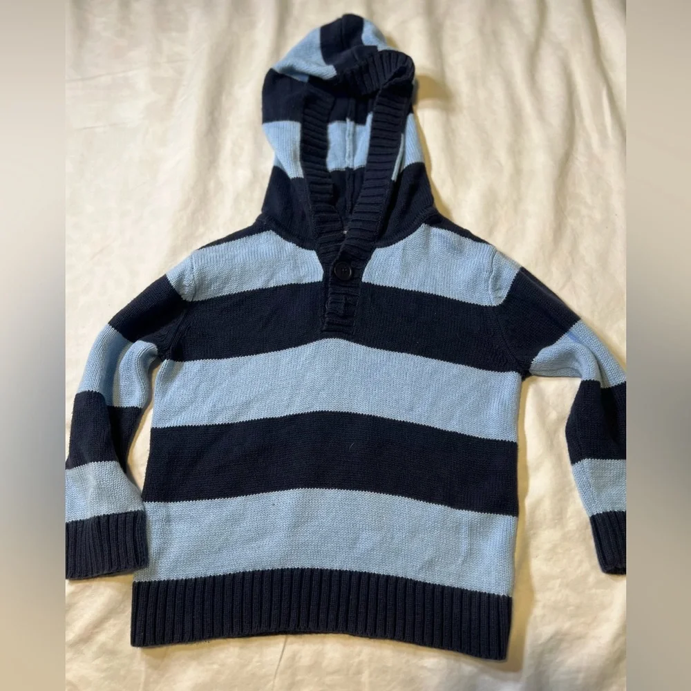 Baby GAP boys cotton striped sweater with Hood